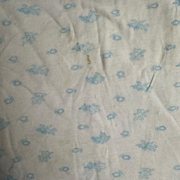 VTG Carters White Blue Pastel Cat Bear Baby Receiving Blanket Lovey Cotton FLAWS - Picture 4 of 5